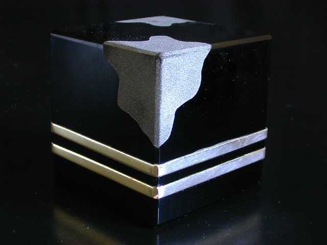 Obsidian Cube with 2 Sandblasted Corners